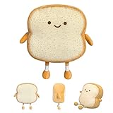 Auptiz Toastbrot Kissen, weiches Plüschtier, lustiges Brot Form Plüschtier Kissen, Puppe Spielzeug 3D werfen Kissen Cartoon Spielzeug （19×18×3cm）