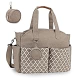 Bizcasa Baby Wickeltasche, 13 Taschen, Reise Wickeltasche Henkeltaschen Portable Babytasche mit Schnullertasche, Großer Stauraum für alle Babyzubehörteile (Khaki)