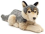 Uni-Toys - Grauwolf, liegend - 30 cm (Länge) - Plüsch-Wolf, Lupus - Plüschtier, Kuscheltier