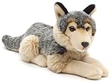 Uni-Toys - Grauwolf, liegend - 30 cm (Länge) - Plüsch-Wolf, Lupus - Plüschtier, Kuscheltier