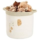 Huiguli Aufbewahrungskorb Kinder aus Baumwolle, Kinderzimmer Aufbewahrung Körbe mit Griff für Spielzeug und Wäsche, Wäschekorb Geflochten Für Wohnzimmer Badzimmer Schlafzimmer, 30x30cm Giraffe