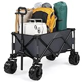 LEADZM Bollerwagen Faltbar, 100 kg Tragkraft,107x54x91cm, 600D Oxford-Stoff, Stahlrahmen, All Terrain Bollerwagen, Verstellbarem Griff,Gartenwagen für Camping Sport Einkaufen, Grau
