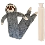 Siyecioa Wärmflasche Lang - Wärmflasche mit Weichem Bezug - Wärmeflasche Groß 2L Flauschig, Wärmflasche Kuscheltier, Bettflasche für Kinder und Erwachsene - Geschenke für Frauen(faultier)