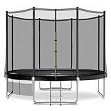 JUMMICO Trampolin Outdoor Ø 183/228/305/366/427 cm, Gartentrampolin für Kinder mit Leiter und Seitentasche (Schwarz,305cm)