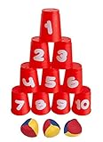 Dosenwerfspiel mit 10 Bechern und 3 Bällen (Idena)