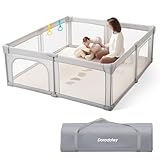 Baby Laufgitter faltbar,150x150cm großer Spielhof, Laufgitter für Babys und Kleinkinder, Spiel Stifte für Babys und Kleinkinder mit Tor, tragbarer Laufstall für drinnen und draußen