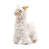 Steiff 69444 Original Plüschtier Lama Soft Cuddly Friends Leandro, Kuscheltier ca. 14 cm, Markenplüsch Knopf im Ohr“, Schmusefreund für Babys von Geburt an, Creme