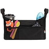 Kinderwagen Organizer mit Getränkehalter & ausfaltbarer Netztasche – Universale Kinderwagen Tasche, Wasserabweisender Buggy Organizer, Kinderwagentasche Organizer, Wickeltasche Kinderwagen