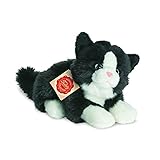 Katze liegend schwarz/weiß 20 cm