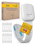 borbee - 10er Set Universal Kindersicherung Schrank & Schubladensicherung (verstellbar) Extra starker Halt - Baby & Kinder Schranksicherung für Schublade, Schranktür, Kommode, Backofen, Klodeckel