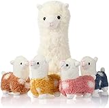 corgi butt 28cm Alpaka Kuscheltier mit 4 Baby Lamas, Nettes Alpaka Plüschtier Weiche Stofftier Plüsch Spielzeug Geschenk für Kinder, Mädchen und Liebhaber