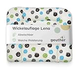 Geuther Wickelauflage Lena 85 x 75 cm, abwaschbar | Wickelunterlage extra breit | Erhöhter Rand mit Kopfschutz | Wickelmulde für Babys | Wickeltischauflage für Wickeltische mit Rand | Punkte