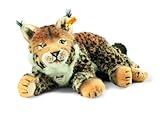 Steiff Mizzy Luchs - 35 cm - Kuscheltier für Kinder - weich & waschbar - National Geographic - beige/braun getigert (102585)