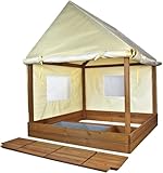 Meppi Sandkasten XXL mit Dach und Seitenwänden - Sandkiste aus Holz - Sandbox - Sandkastenhaus für Kinder