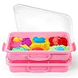 Sandkasten Sensory Bin mit Deckel und Griff, Portable Sensory Sandbox Container für Kinder, Kunststoff Aktivität Tray für Kleinkinder - (2 Stück rosa)