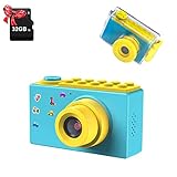 ShinePick Kamera Kinder, Digitalkamera Kinder, Wasserdicht / 8MP / HD 1080P / 2 Inch Bildschirm/Foto & Video/Rahmen/Filter, Fotoapparat mit 32G Speicherkarte, Geschenke für Kinder (Blau)