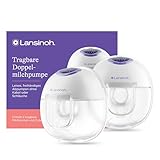 Lansinoh tragbare elektrische Doppelmilchpumpe – freihändig und leise abpumpen ohne Kabel & Schläuche – wiederaufladbarer Akku – einfache Bedienung & Reinigung - handsfree
