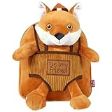 PERLETTI Kuscheltier Rucksack Fuchs Plüsch Abnehmbar Weich für Kleinkinder - Kinderrucksack Plüschtier Hort Kindergarten Baby Kinder 3 4 5 Jahren - Plüschspielzeug Kindertasche - 22x25x3 cm (Fuchs)