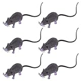 Toyvian 6 Stück Gefälschte Ratten, Plastik Quetschbare Ratten Realistische Schwarze Spielzeugratte mit Roten Augen für Halloween-Dekor Oder Tricks Streiche