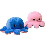 KUNSTIFY 30cm Oktupus Stimmungs Kuscheltier XXL, Geschenke für Frauen, beste Freundin, Kinder (30cm Pink Blau)