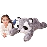 IKASA Groß Waschbär Stofftier Riesen Kuscheltier - 78cm Gross Plüschtier Süße Riesige Flauschige Weich Jumbo Plüschtiere Stofftiere Plüsch Spielzeug Tier - Geschenk für Kinder (78cm, Grau)