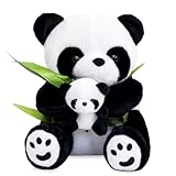 PyrrlicToy Panda Stuffed Animal with Baby, Panda Familie Plüschspielzeug, Flauschiges Stofftier Puppe zum Kuscheln, Spielen und Schlafen, Süßes Kuscheltier Mutter und Kind Panda - 20cm