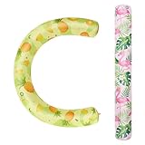 WERNNSAI Aufblasbares Schwimmnudel-Set – 2 Stück Pool-Nudeln für Erwachsene, Poolnudel, Rosa, Gelb, gebogen, Schwimmbad-Schwimmer für Sommer, Urlaub, Meer, Strand, See, Party (Flaming & Ananas)
