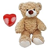 Teddybär mit 40-Sekunden-Aufnahmegerät, personalisierbar, mit Aufnahmefunktion, brauner Toffee Teddybär – 40 cm – Baby-Herzschlag-Bär