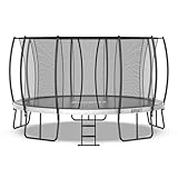 BSPORTY Trampolin Outdoor 305 cm mit Sicherheitsnetz, 5 verstärkte U-förmige Beine mit Mittelstütze, ASTM-Zertifiziert, Freizeittrampolin für Kinder und Erwachsene