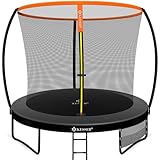 KESSER® Trampolin Ø 244 cm | TÜV Rheinland GS Zertifiziert | Gartentrampolin für Kinder bis 150 kg | Komplettset mit Sicherheitsnetz, Leiter, Randabdeckung, Seitentasche und Zubehör