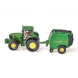John Deere Kinder-Traktor mit Ballenpresse inklusive 2 Ballen (Siku)
