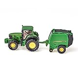 John Deere Kinder-Traktor mit Ballenpresse inklusive 2 Ballen (Siku)