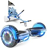 GeekMe Hoverboards mit Sitz, Hoverboards Hoverkart,Hoverboards Go-Kart mit Bluetooth-Lautsprecher LED-Leuchten, Geschenk für Kinder Jugendliche Erwachsen