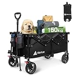 HIKENTURE Bollerwagen Faltbar 135L - Faltbarer Bollerwagen 150KG belastbar - Klappbarer Handwagen für Strand Camping Einkaufen - Faltbollerwagen