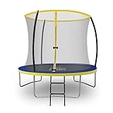 Zero Gravity Outdoor Trampolin Ø 183, 244, 305, 366, 427cm - TÜV-geprüfte Gartentrampoline inkl. Leiter - Sturmsicher in 5 Minuten - Aufbauvideo (244cm / 8ft / Blue-Yellow)