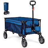 TIMBER RIDGE Bollerwagen Faltbar XXL Handwagen mit Seitentasche Getränkehalter verstellbarem Griff,Transportwagen für Alle Gelände,Draussen Camping Einkaufen