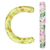 WERNNSAI Aufblasbares Schwimmnudel-Set – 2 Stück Pool-Nudeln für Erwachsene, Poolnudel, Rosa, Gelb, gebogen, Schwimmbad-Schwimmer für Sommer, Urlaub, Meer, Strand, See, Party (Flaming & Ananas)