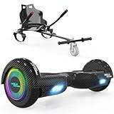 MEGA MOTION 6.5 Zoll Hoverboards mit Hoverkart für Kinder, mit Bluetooth Lautsprecher, mit LED-Leuchten, für Kinder Jügen Erwachsen