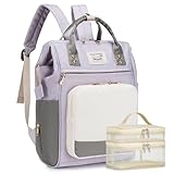 BAGROUPS Wickeltasche Rucksack Großer Wickelrucksack mit Multifunktions Reiserucksack Handgepäck Flugzeug 40x30x20 cm Wizzair Travel Backpack Carry On Luggage Diaper Bag für Mama & Papa Unterwegs Lila
