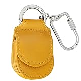 MANAGE Schlüsselanhänger Leder Gelb für Münzen Schlüssel Schlüsselring Karabiner - Keychain Autoschlüsselanhänger klein Echtleder Damen Herren mini kleingeldbörse (Gelb)