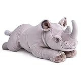 lilizzhoumax Nashorn Rhinozeros plüschtier 55cm/22”, Simuliertes Tier Nashorn Plüschtier, Kawaii Nashorn Kuscheltier Realistische Nashorn Plüsch Spielzeug für Wilde Tiere, Geschenk für Kinder