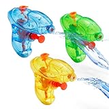 3X Wasserpistolen Set 8 cm Mix Klein Set - Spritzpistolen für Kinder - Mit hoher Reichweite - Wasserspritzpistole