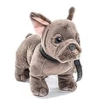 Uni-Toys - Französische Bulldogge (grau) mit Leine - 26 cm (Länge) - Plüsch-Hund, Dogge, Haustier - Plüschtier, Kuscheltier