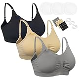 Chalier Cmfort 3 Pcs Damen Still BH Nahtloser Still-BH Schwangerschafts mit zusätzlichen BH-Verlängerungen und Clips und Stilleinlagen