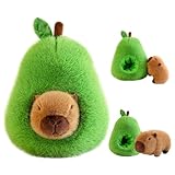 LHOEST Capybara Avocado Kuscheltier, 35cm Capybara Plüschtier Plushie 2 In 1, Süßes Wasserschwein Kuscheltier Stofftier, Capybara Lustige Kuscheltiere für Mädchen Kinder Plüschspielzeug Geschenke