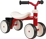 Smoby – Rookie Laufrad Rot – ideale Lauflernhilfe für Kinder ab 12 Monaten, Lauflernrad mit Spielzeug-Korb, Retro Design für Jungen und Mädchen