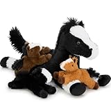 MorisMos 4 stücke Pferd Kuscheltiere Set, 50cm riesen Pferd Kuscheltier XXL mit 3 Baby im Bauch, groß Plüschpferd Stofftier Plüschtier, Horse Pony Teddy Geschenk für Jungen