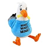 BEMIRO Möwe Kuscheltier mit T-Shirt – 32 cm – Lustige Sprüche – Gestickte Augen – Kuschelig weich (Blau)