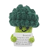 Wekuw Emotionale Unterstützung Sonnenblume Pocket Hug Sonnenblume Crochet Doll with Positive Card Pocket Hug Sonnenblumen Geschenke für Mädchen Jungen Geburtstagsfeier Geschenk (Brokkoli)