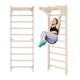 Sprossenwand mit Klimmzugstange für Erwachsene (230 cm), Holz-Kletterwand, Multifunktionales Fitnessgerät, Kletterleiter für Erwachsene & Kinder, 100% ECO, Made in EU